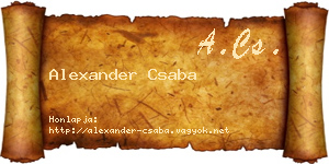 Alexander Csaba névjegykártya